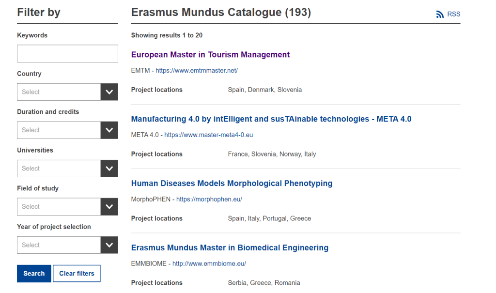 Erasmus Mundus Catalogue